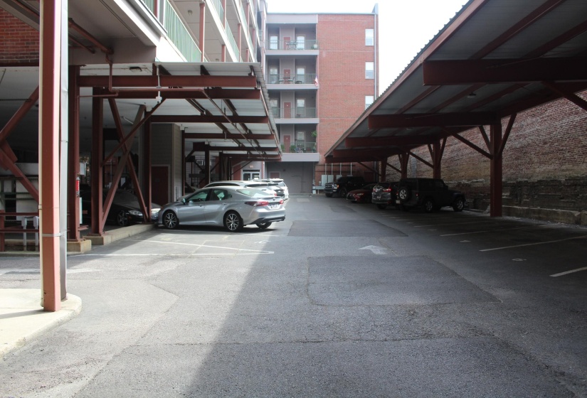 View of covered parking lot