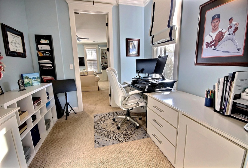 Office with desk and built ins