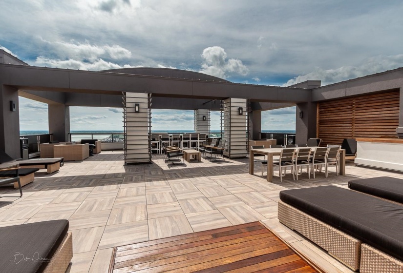 Comes equipped with two gas grills, separate restrooms, a prep kitchen with fridge, range, sink, washing machine and common wifi. Entertain without ever having to go to your unit!