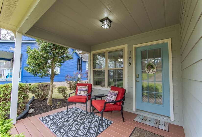 Wooden deck with covered porch