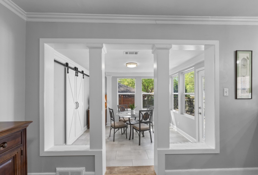 Sunroom, breakfast room with laundry closet and GREAT storage