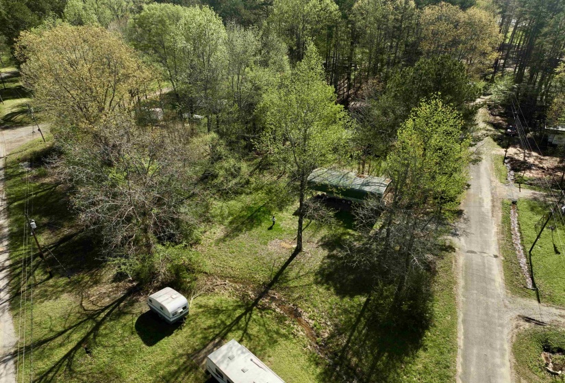 Drone / aerial view with a forest view