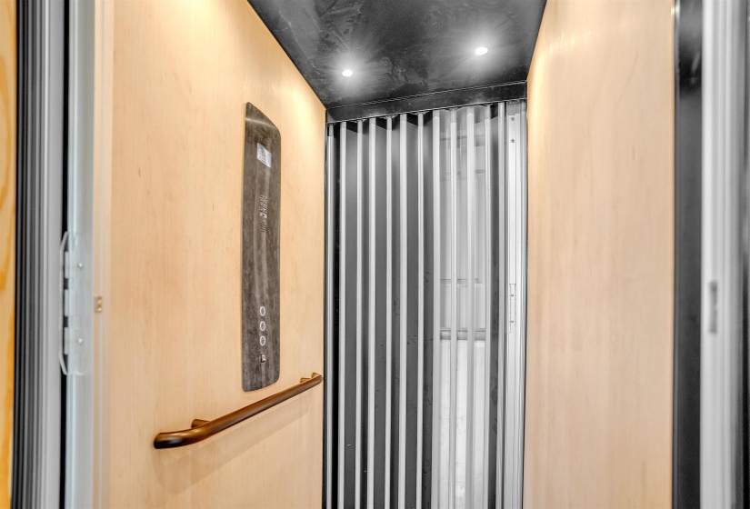 Elevator goes from the main level down to the bunk room and pool terrace