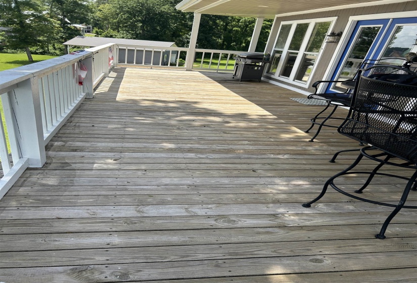 Wooden deck with area for grilling Wooden deck with area for grilling
