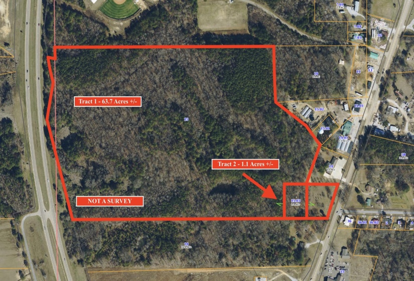 Aerial view of property's location featuring property boundaries highlighted