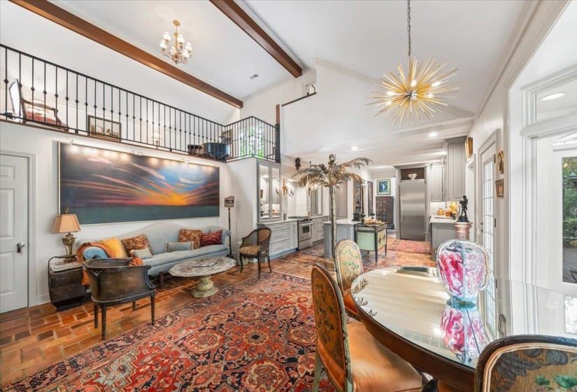 Dining area featuring a chandelier
