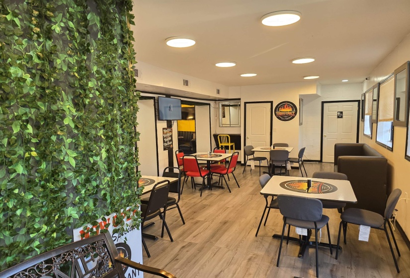 Dining area featuring light wood-style flooring