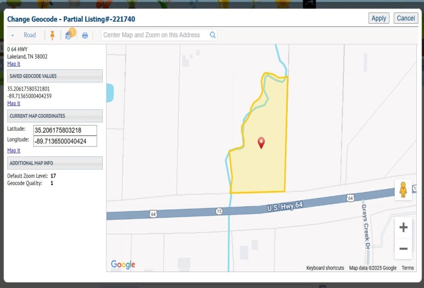Map / location of property area