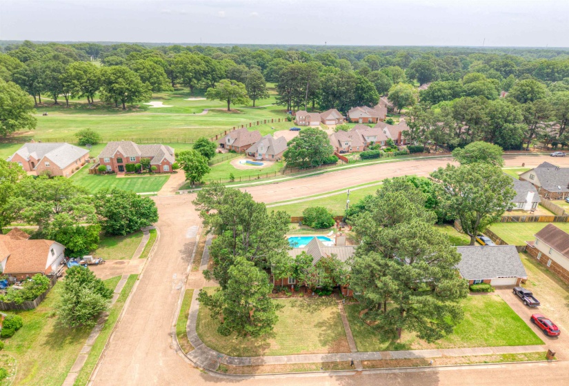 Aerial view of residential area