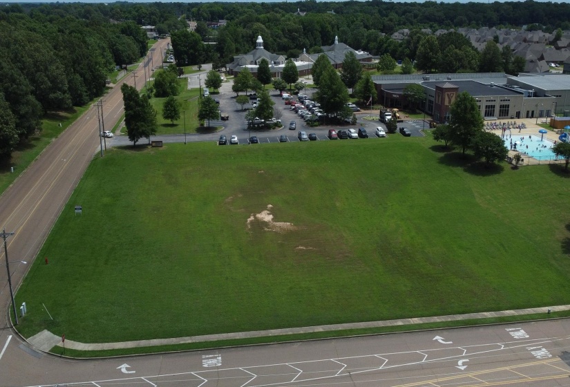 Aerial view of a pool area
