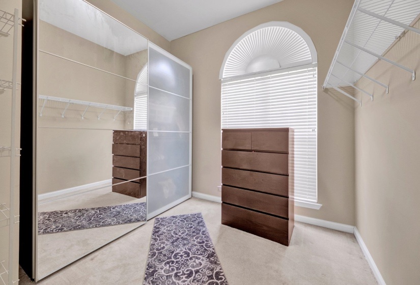 Spacious closet with carpet flooring