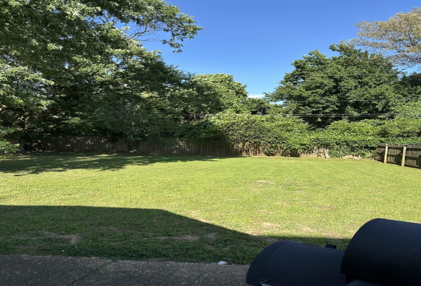View of fenced backyard
