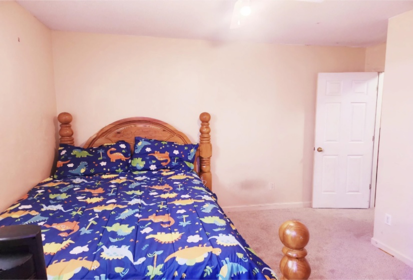 Bedroom featuring carpet flooring and ceiling fan