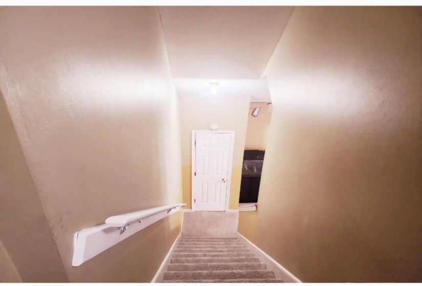 Stairway with carpet floors