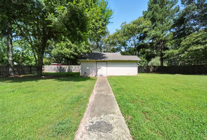 View of fenced backyard