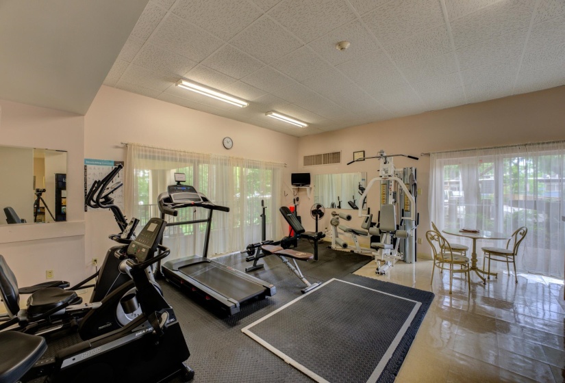Outfitted with state-of-the-art cardio machines, free weights, and strength-training equipment, this private fitness space lets you keep your wellness routine on track just steps from your front door.