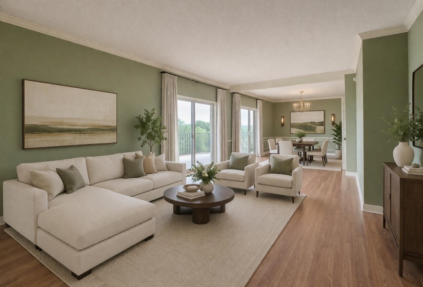 View of the living/dining combination virtually staged to give you an idea of what this space could look like.
