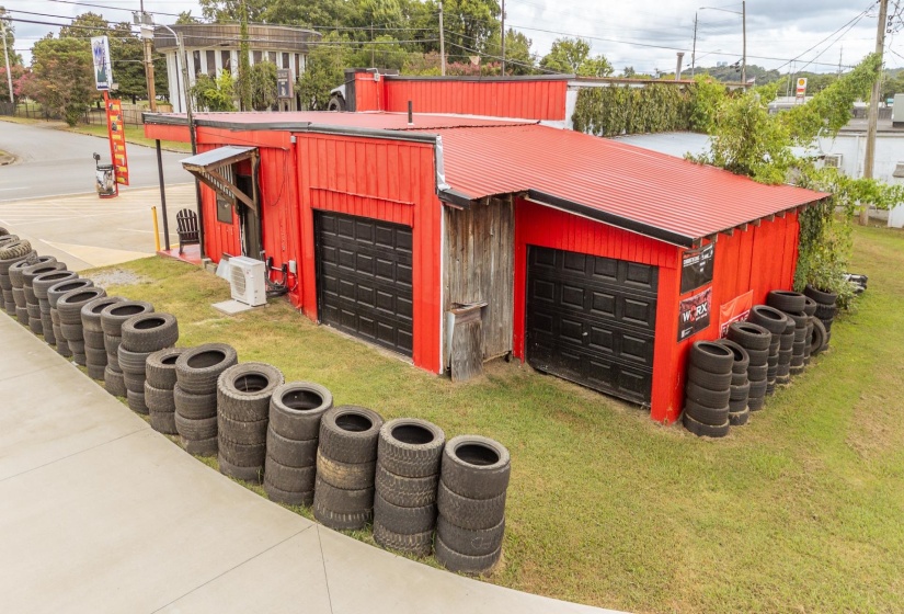 View of detached garage