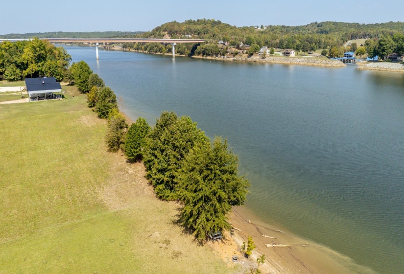 Bird's eye view of a nearby body of water