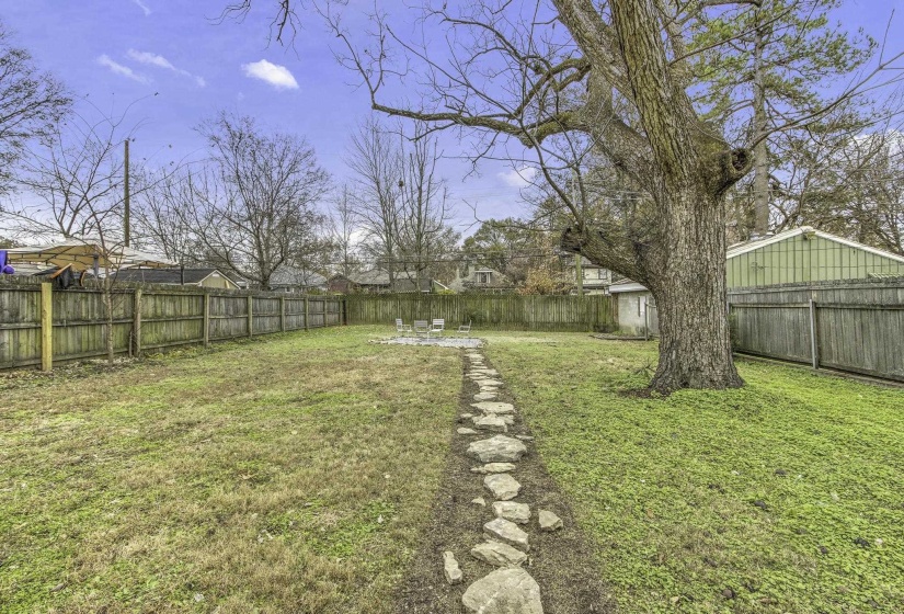 View of fenced backyard