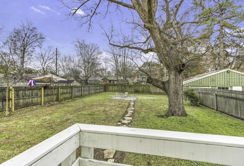 View of fenced backyard