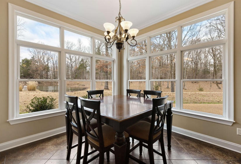 Breakfast Area featuring an inviting chandelier