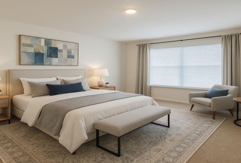 Carpeted bedroom with baseboards