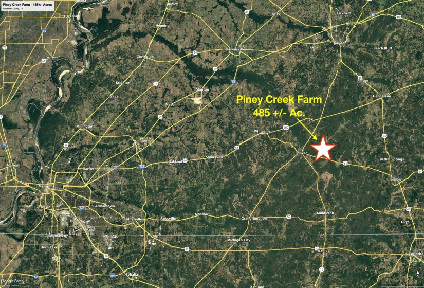 Aerial map of property and surrounding area