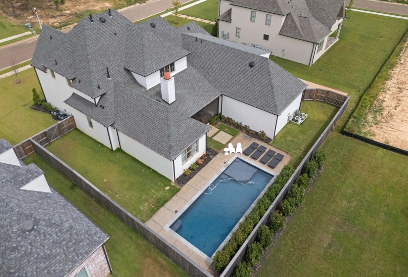 Aerial view of a pool area