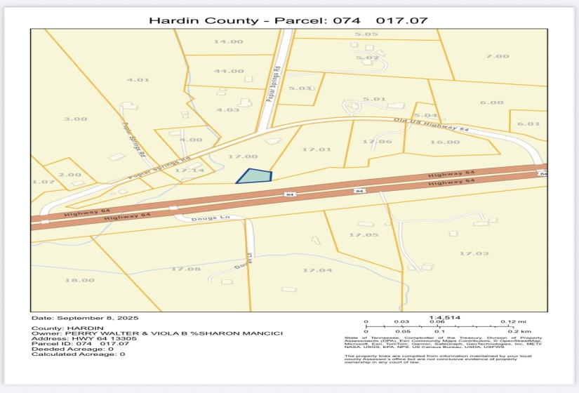 Map showing property parcels