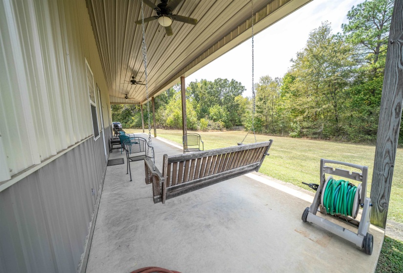 View of patio / terrace featuring a ceiling fan