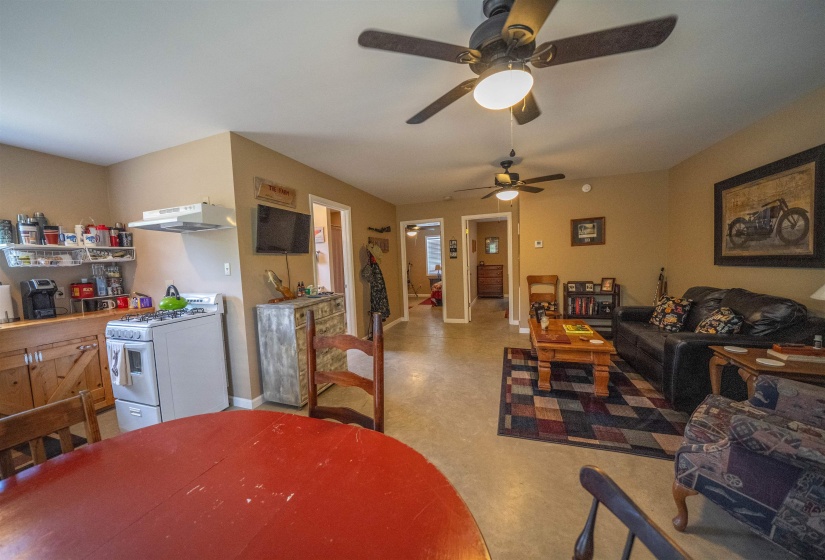 Dining area featuring ceiling fan
