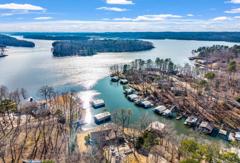 Drone / aerial view of a nearby body of water
