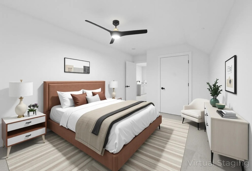 Bedroom with a ceiling fan