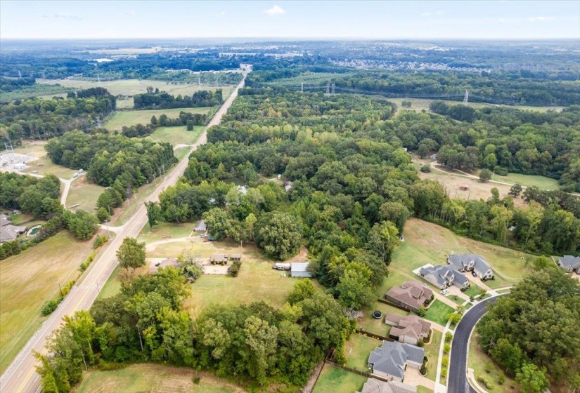 Aerial view of residential area