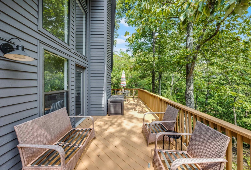 Wooden deck with year round water views