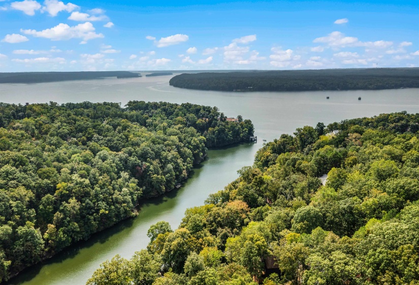 Aerial view of beautiful Pickwick Lake