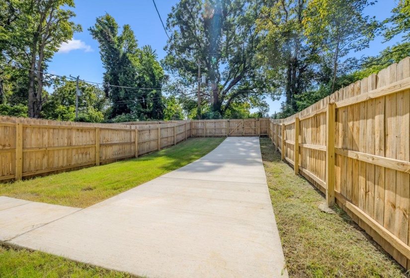View of fenced backyard