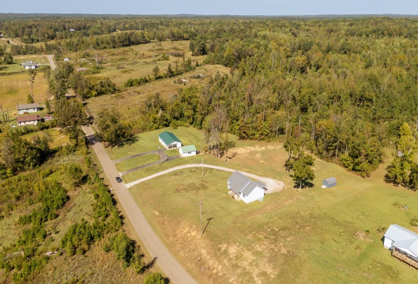 Bird's eye view of a heavily wooded area