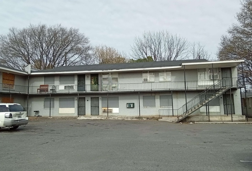 View of building exterior with stairs