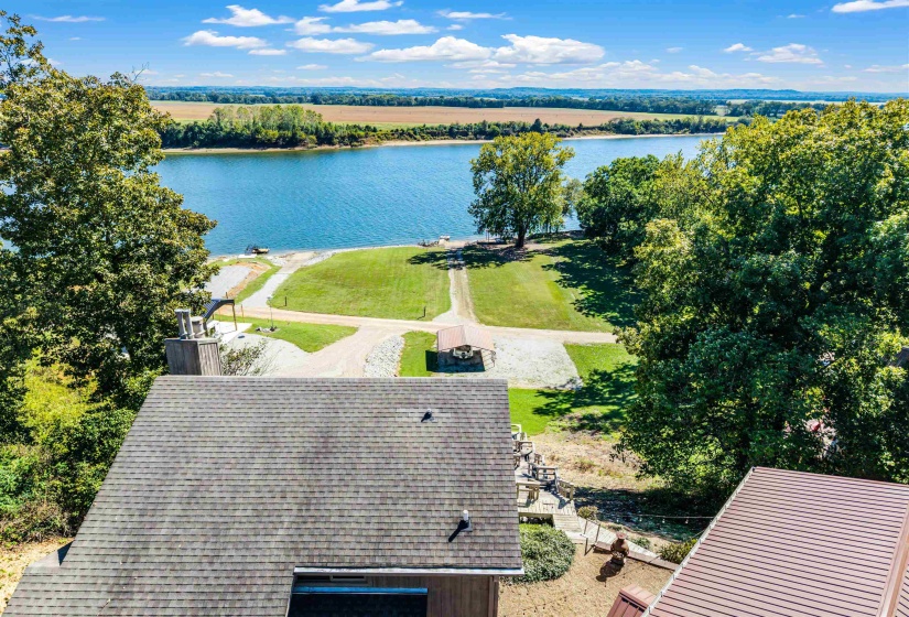 Aerial view of a large body of water