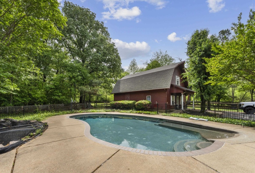 View of pool featuring fence and a fenced in pool