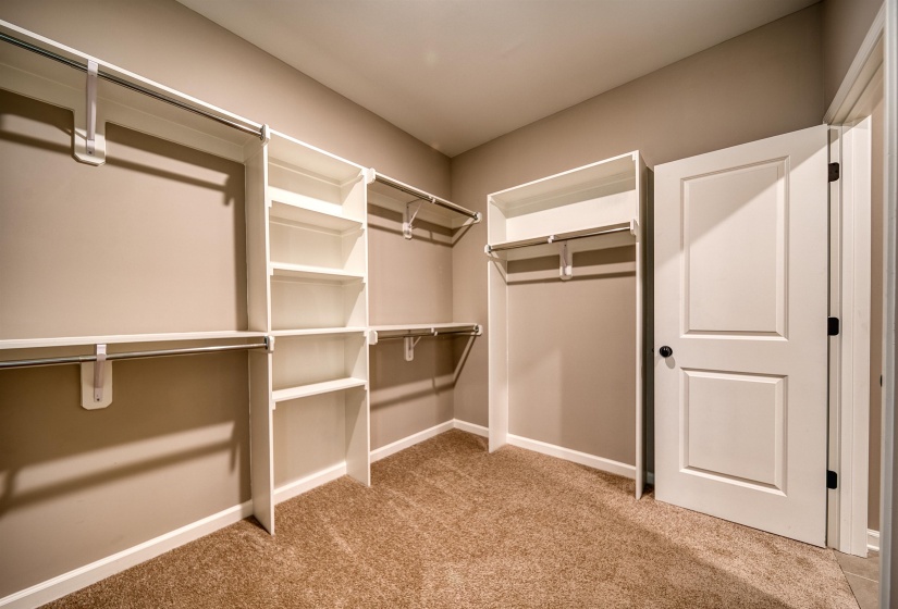 Spacious closet with light colored carpet