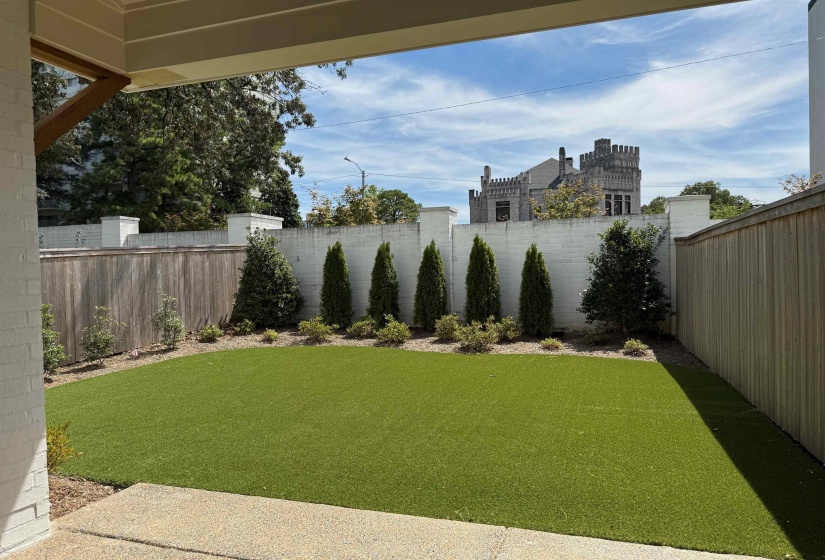 Fenced backyard featuring a patio area