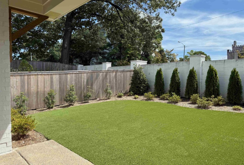 View of fenced backyard