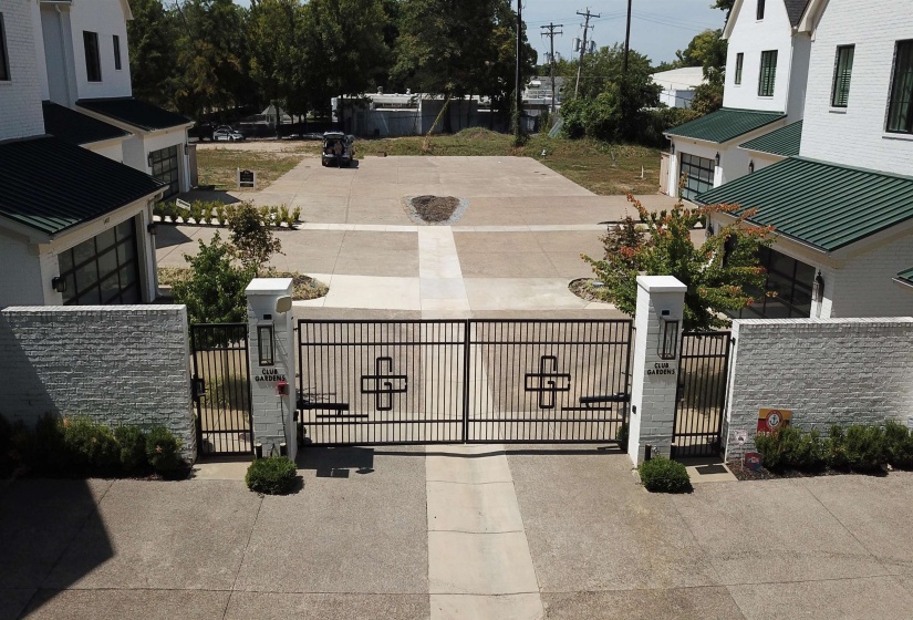 Gate with a fenced front yard