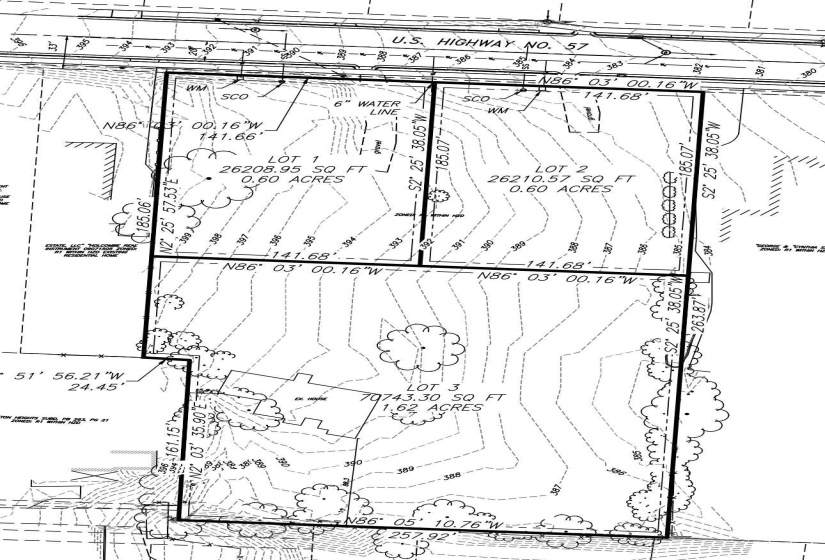 Map showing property parcels