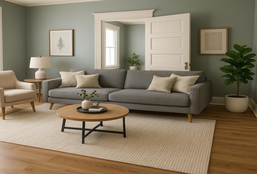 Living room featuring wood finished floors and baseboards