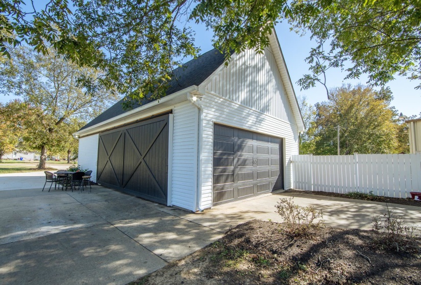 View of detached garage