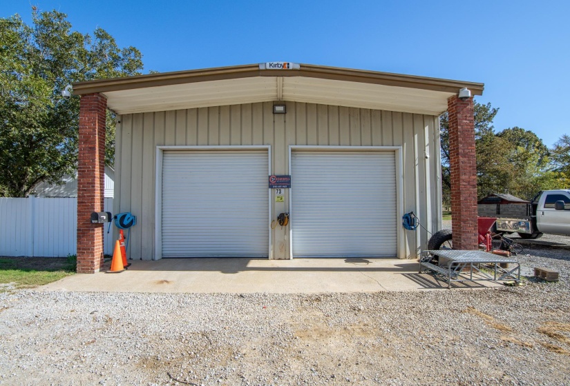 View of detached garage
